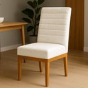 Ver imagem 1 de Cadeira de Jantar Solana Suede Base de Madeira - Pallazio Cor:Bege