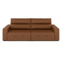 Ver imagem 6 de Sofá Retrátil 3 Lugares 244cm Nero Usb Couro Caramelo Manchado G52 - Gran Belo