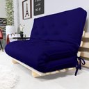 Ver imagem 6 de Sofa Cama Casal Futon Oriental Azul Royal Acquablock Com Madeira Maciça