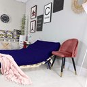 Ver imagem 3 de Sofa Cama Casal Futon Oriental Azul Royal Acquablock Com Madeira Maciça