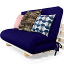 Ver imagem 1 de Sofa Cama Casal Futon Oriental Azul Royal Acquablock Com Madeira Maciça