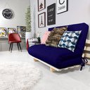 Ver imagem 5 de Sofa Cama Casal Futon Oriental Azul Royal Acquablock Com Madeira Maciça