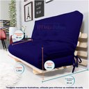 Ver imagem 7 de Sofa Cama Casal Futon Oriental Azul Royal Acquablock Com Madeira Maciça