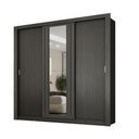 Ver imagem 2 de Guarda Roupa Casal 3 Portas Doha com Espelho Central Carraro Preto Touch