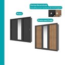 Ver imagem 4 de Guarda Roupa Casal 3 Portas Doha com Espelho Central Carraro Preto Touch