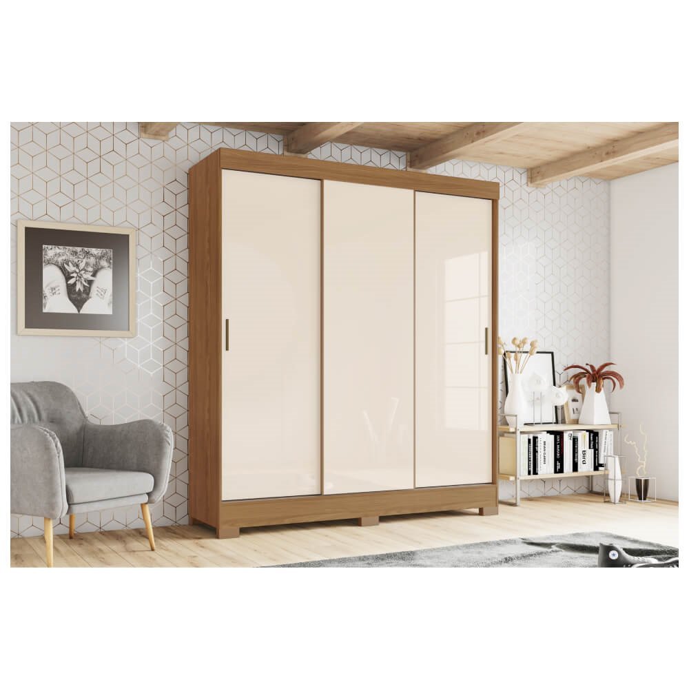 Guarda-Roupa 3 Portas Correr Henn Briz B350-202 2 Gavetas Nature