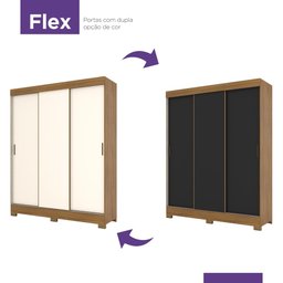 Guarda-Roupa 3 Portas Correr Henn Briz B350-202 2 Gavetas Nature/Off White/Preto HP SE - 3 Guarda-Roupa 3 Portas Correr Henn Briz B350-202 2 Gavetas Nature/Off White/Preto HP SE - 3