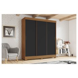 Guarda-Roupa 3 Portas Correr Henn Briz B350-202 2 Gavetas Nature/Off White/Preto HP SE - 4 Guarda-Roupa 3 Portas Correr Henn Briz B350-202 2 Gavetas Nature/Off White/Preto HP SE - 4