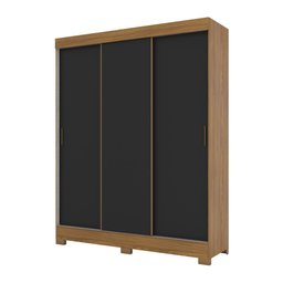 Guarda-Roupa 3 Portas Correr Henn Briz B350-202 2 Gavetas Nature/Off White/Preto HP SE - 1 Guarda-Roupa 3 Portas Correr Henn Briz B350-202 2 Gavetas Nature/Off White/Preto HP SE - 1