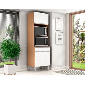 Armário Torre Quente para Cozinha 61 Cm 3 Pt 1 Gav - Andréia: Amendoa/branco