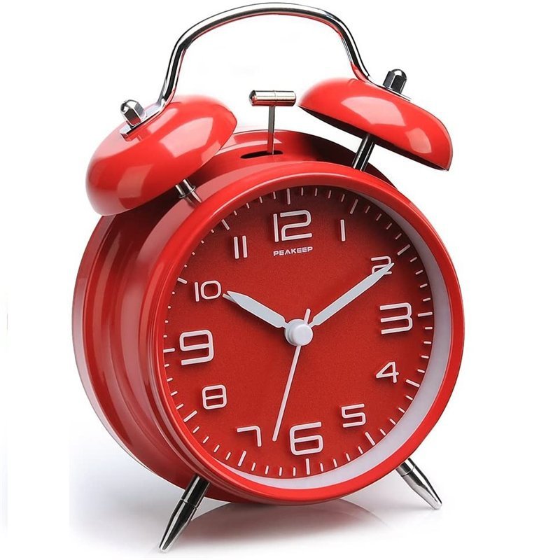 Relógio Despertador Vermelho Modelo Vintage Campainha de Aço