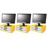 Conj com 3 Suportes para Monitor em MDF Amarelo com 3 Gavetas Brancas - 1