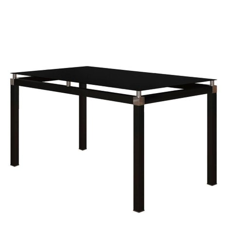 Mesa Tubular para Sala de Jantar ou Cozinha Malva 4 Lugares Retangular Vidro Temperado Preto