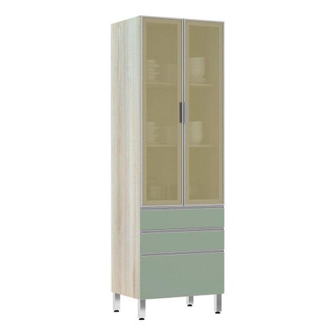Paneleiro 70Cm Vidro Bronze Lis Legno Crema Com Verde Jade