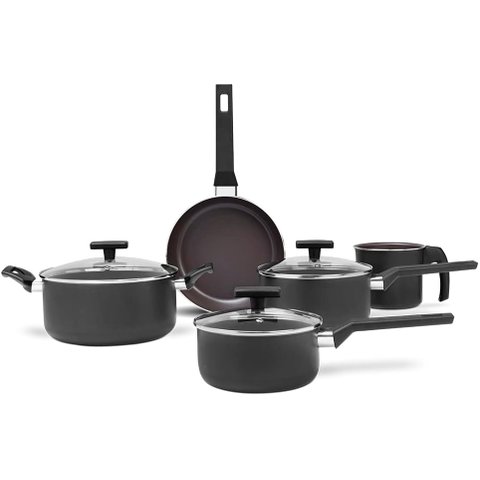 Jogo Kit Panelas Brinox Preserve Ceramica Antiaderente 5 Peças:cinza