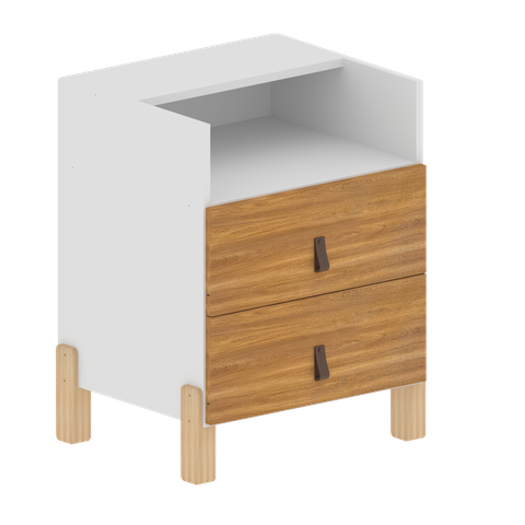 Mesa de Cabeceira Domus com 1 Nicho e 2 Gavetas - Branco/freijó