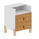 Ver imagem 1 de Mesa de Cabeceira Domus com 1 Nicho e 2 Gavetas - Branco/freijó