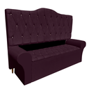Ver imagem 1 de Conjunto Cabeceira Casal e Recamier Baú 140cm Calçadeira Banco Quarto Estofado:suede Vinho