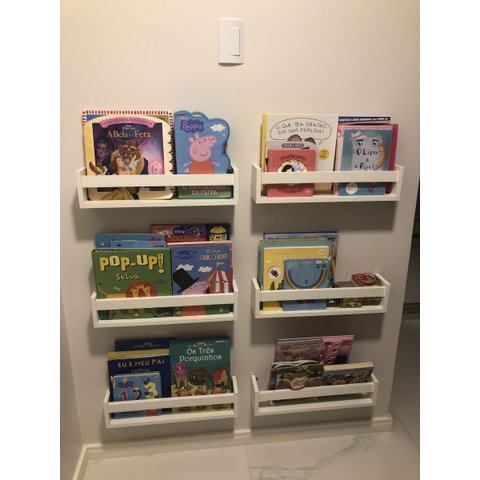 Prateleiras Revisteiros 50cm Prof Mdf Branco kit 6 peças