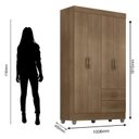 Ver imagem 3 de Guarda Roupa Solteiro Lite 4 Portas Carvalho Oak - Móveis Leão