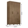 Guarda Roupa Solteiro Lite 4 Portas Carvalho Oak - Móveis Leão - 2