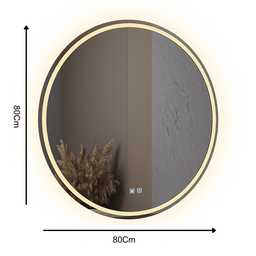 Espelho Led 3 Cores Banheiro Dual Touch C/ Desembaçador - 80cmx80cm - 6