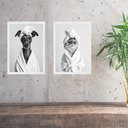 Ver imagem 2 de Kit 2 Quadros Divertidos para Banheiro Cachorrinha e Gatinha 24x18cm - com Vidro:moldura Preta