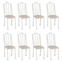 Ver imagem 1 de Kit 8 Cadeiras de Cozinha Alasca Estampado Rattan Pés de Ferro Branco - Pallazio