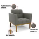 Ver imagem 6 de Kit 2 Poltronas Base de Madeira Fixa Castanho Elisa Suede D03 - D’Rossi Grafite