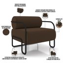 Ver imagem 4 de Poltrona Decorativa Pés Industrial Moscou K01 Veludo Marrom - Lyam Decor