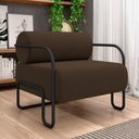 Ver imagem 2 de Poltrona Decorativa Pés Industrial Moscou K01 Veludo Marrom - Lyam Decor