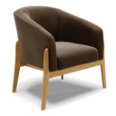 Ver imagem 3 de Kit 01 Poltrona e 01 Puff Stella Suede Marrom Base Madeira Castanho - D’Rossi