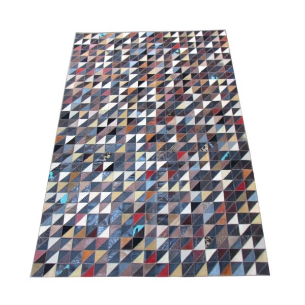 Tapete de Couro de Boi Costurado 1,35x1,95M Colorido sem Pelo - Joli Tapetes - 1