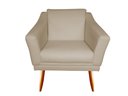 Ver imagem 1 de Poltrona Decorativa Agatha Suede Bege Pés Madeira Mz Decor