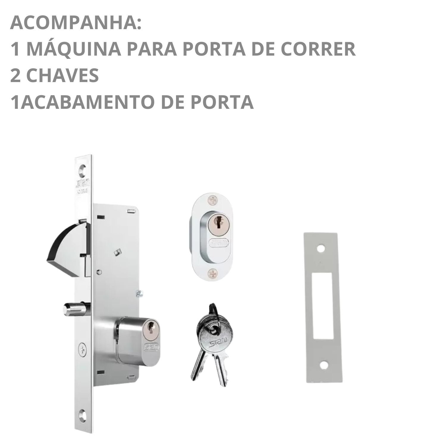 Fechadura 901 Porta de Correr Cromado Espelho de Inox Stam - 5