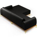 Ver imagem 7 de Sofá 6 Lugares com Chaise Direito Sala de Estar Molino 350cm D02 Couríssimo Preto B-159 - Lyam