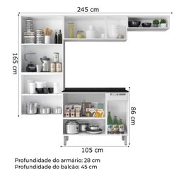 Armário de Cozinha Completa Itatiaia de Aço com Balcão 10 Portas 1 Gaveta Branco - 2