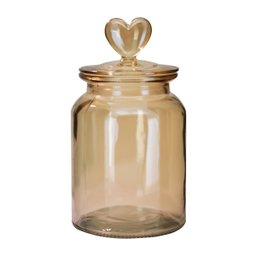 Jogo 2 Potes Vidro Hermético Âmbar Decor Afeto Coração 1 Litro - Tuut - 3