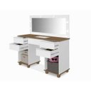 Ver imagem 1 de Penteadeira Camarim Clean Com Led Espelho Pés Madeira Branco Com Amadeiradomo