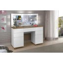 Ver imagem 7 de Penteadeira Camarim Clean Com Led Espelho Pés Madeira Branco Com Amadeiradomo