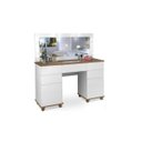 Ver imagem 6 de Penteadeira Camarim Clean Com Led Espelho Pés Madeira Branco Com Amadeiradomo