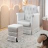 Poltrona Cadeira de Amamentação Balanço + Puff Eliza Corano Branco - Speciale Home - 2