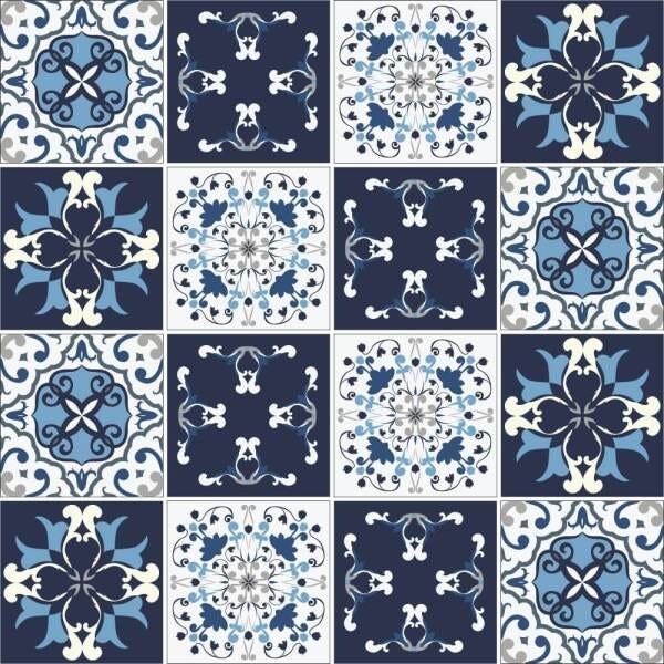 Azulejos Hidráulicos - Tons de Azul - 2