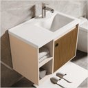 Ver imagem 2 de Conj Gabinete C/ Espelheira e Cuba para Banheiro Adonis Perola Ripado