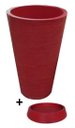 Ver imagem 6 de Kit Vaso Planta + Prato 35x25 Redondo Cônico Polietileno BGPLASTICOS VINHO BORDO 021