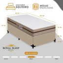 Ver imagem 4 de Cama Box Solteiro Sintético + Colchão Molas Ensacadas Royal Sleep Bioclassic 88x188x59 Cor:Bege