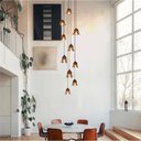 Ver imagem 2 de Lustre Pendente Para Sala Pé direito Alto Duplo Flora Marrom