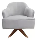 Ver imagem 3 de 2 Poltronas Decorativas Cinza Base Giratória em Madeira Sol - Harmônica Móveis