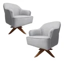 Ver imagem 2 de 2 Poltronas Decorativas Cinza Base Giratória em Madeira Sol - Harmônica Móveis
