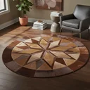 Ver imagem 1 de Tapete de Couro Natural Mandala Angus Vermelho 1,60 M de Diametro,